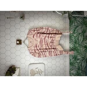 Free People Too Good Pink Knit Zebra Cropped Pullover Sweater - Size - Large